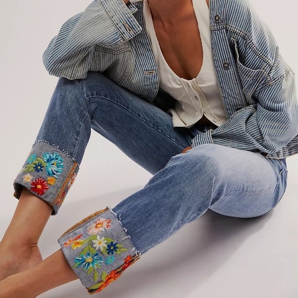 DRIFTWOOD Colette Floral Cropped Jean Mid Rise Boho Size 27 - Picture 7 of 15